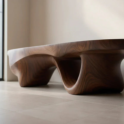Sculptural Fluid-Form Solid Wood Bench – Modern Organic Art Piece - Elitegemse - View 4
