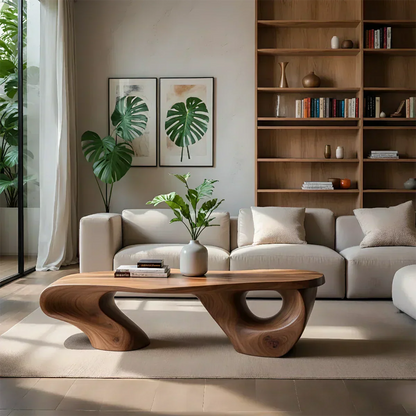 Sculptural Natural Solid Wood Coffee Table — Organic Curve Design - Elitegemse - View 7
