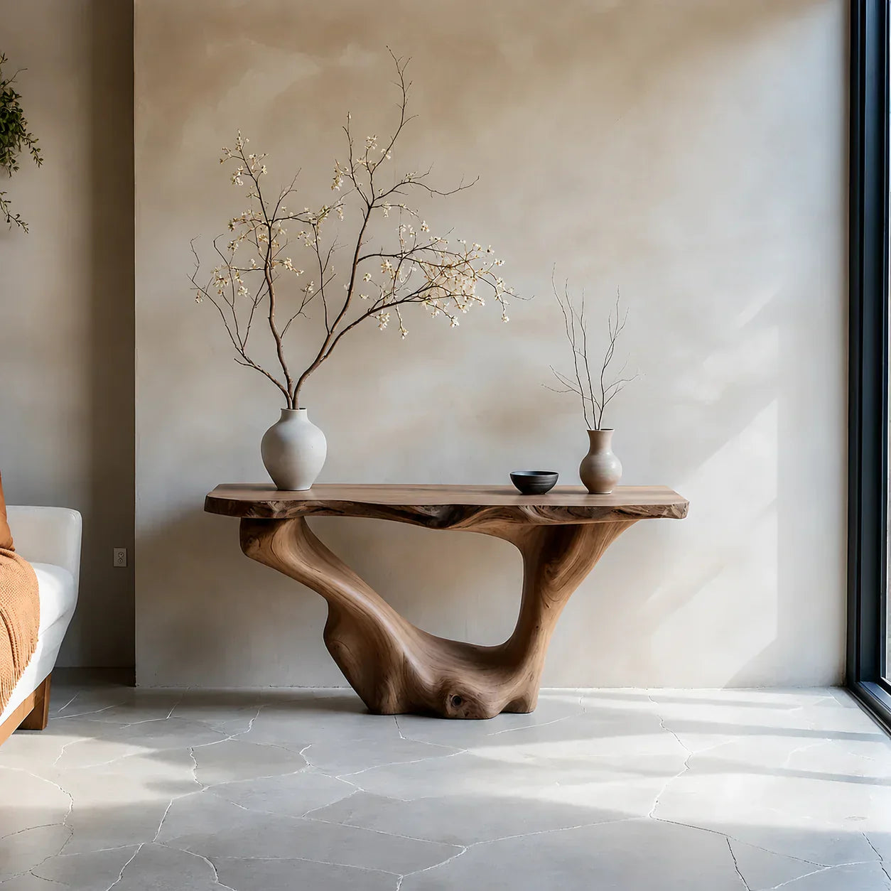 Sculptural Organic Solid Wood Console Table – Art Form Base - Elitegemse - View 10