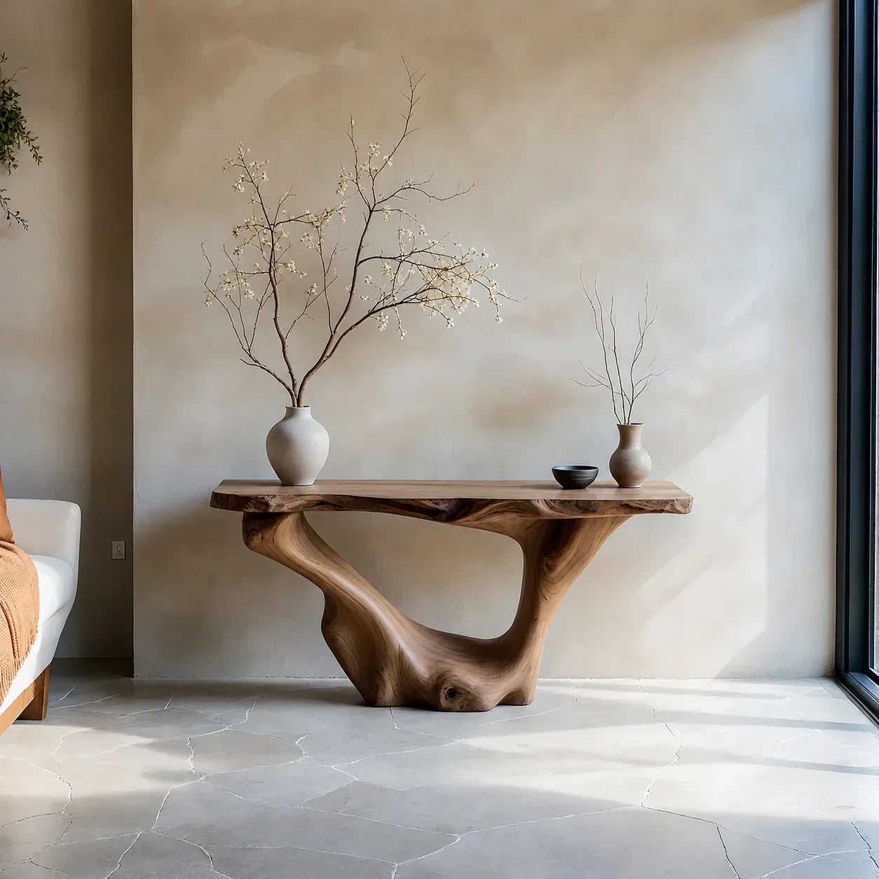 Sculptural Organic Solid Wood Console Table – Art Form Base - Elitegemse - View 11