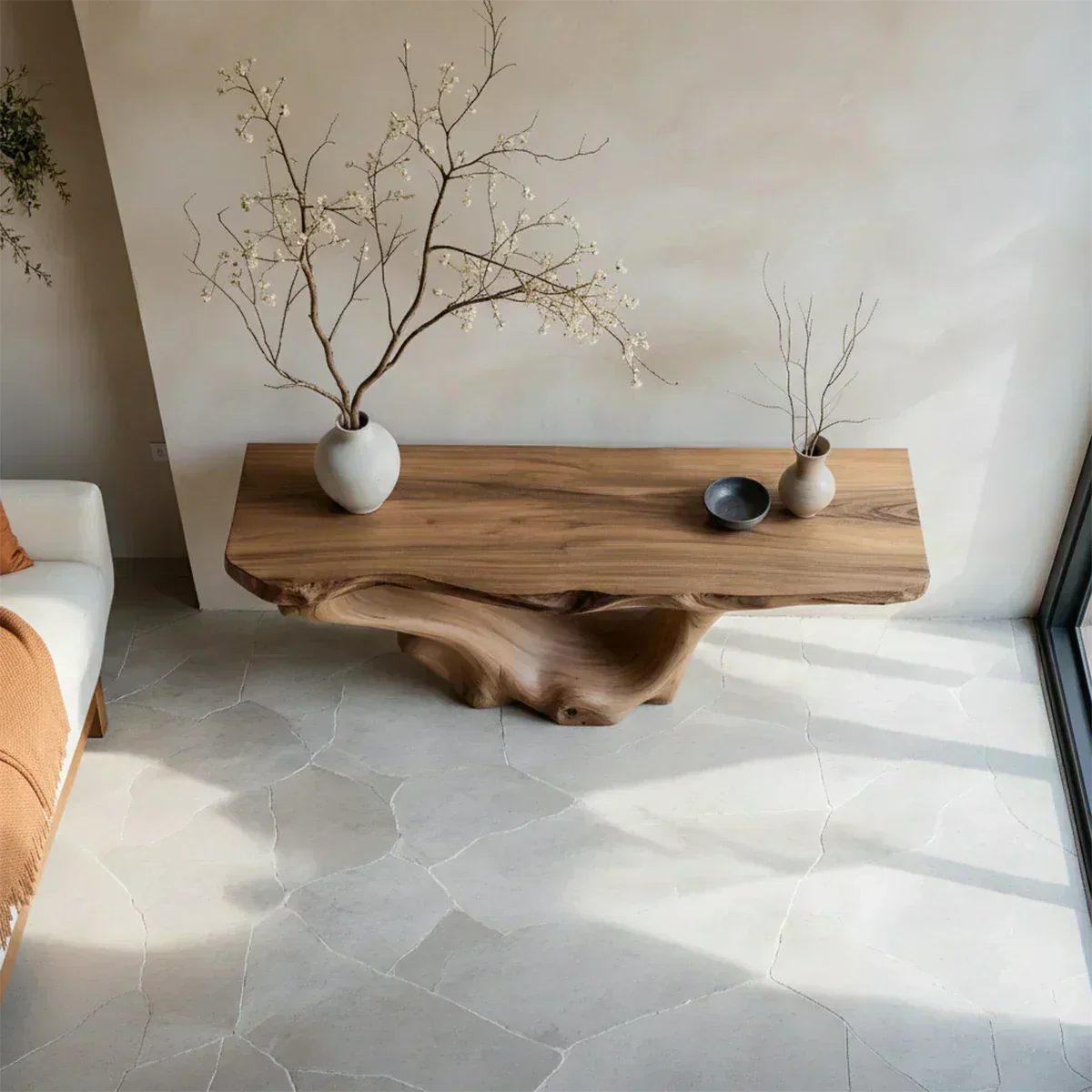 Sculptural Organic Solid Wood Console Table – Art Form Base - Elitegemse - View 3