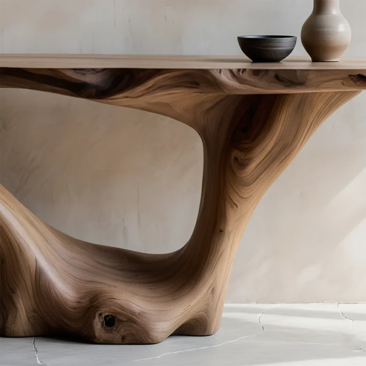 Sculptural Organic Solid Wood Console Table – Art Form Base - Elitegemse - View 4
