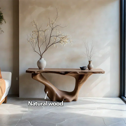 Sculptural Organic Solid Wood Console Table – Art Form Base - Elitegemse - View 5