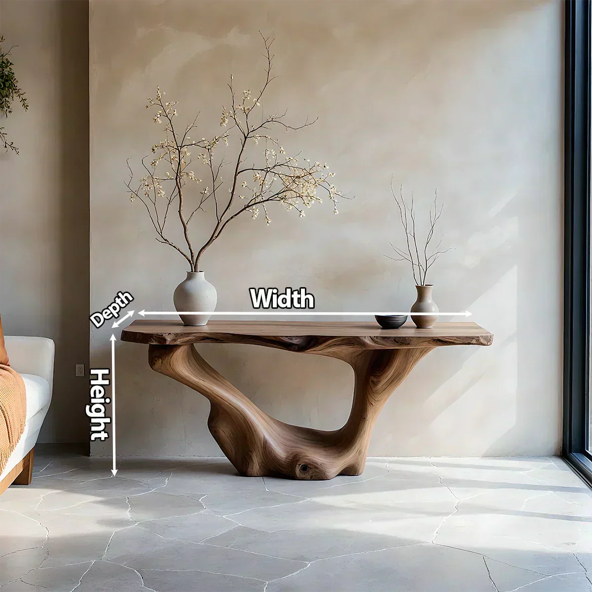 Sculptural Organic Solid Wood Console Table – Art Form Base - Elitegemse - View 6