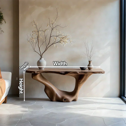 Sculptural Organic Solid Wood Console Table – Art Form Base - Elitegemse - View 6