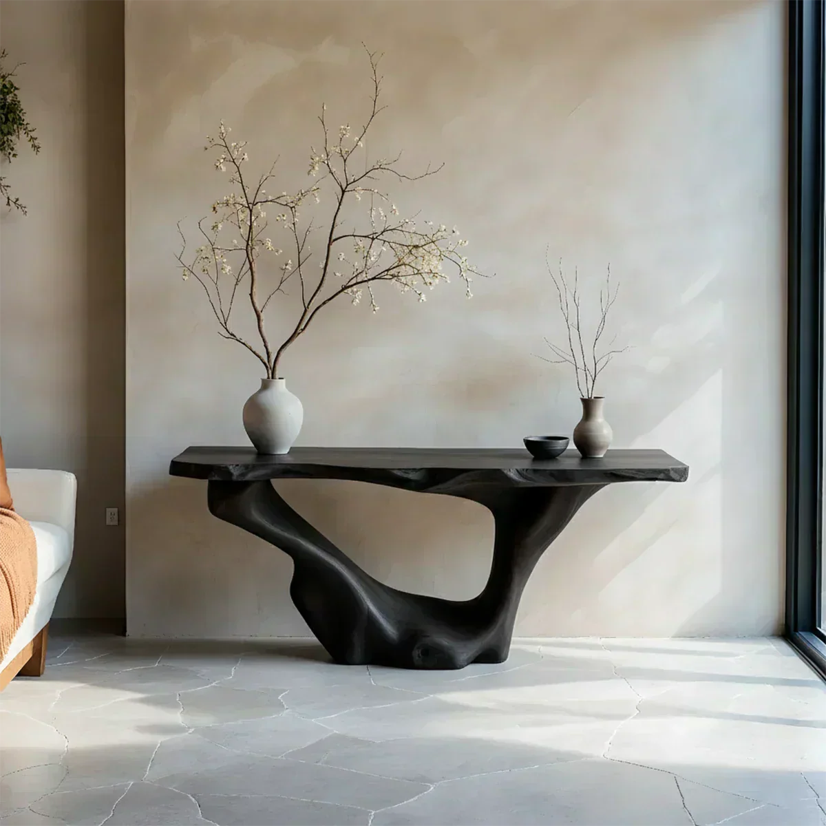Sculptural Organic Solid Wood Console Table – Art Form Base - Elitegemse - View 7