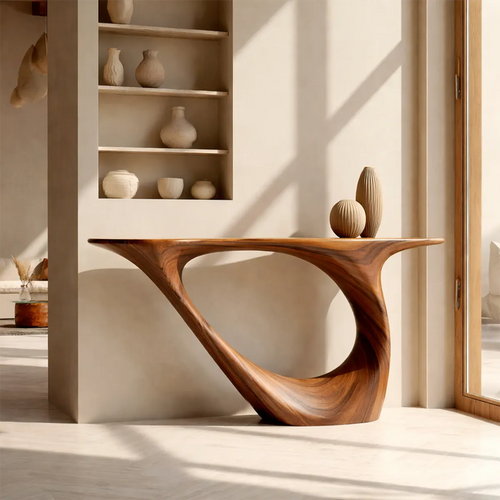 Sculptural Organic Solid Wood Console Table for Modern Entryways - Elitegemse