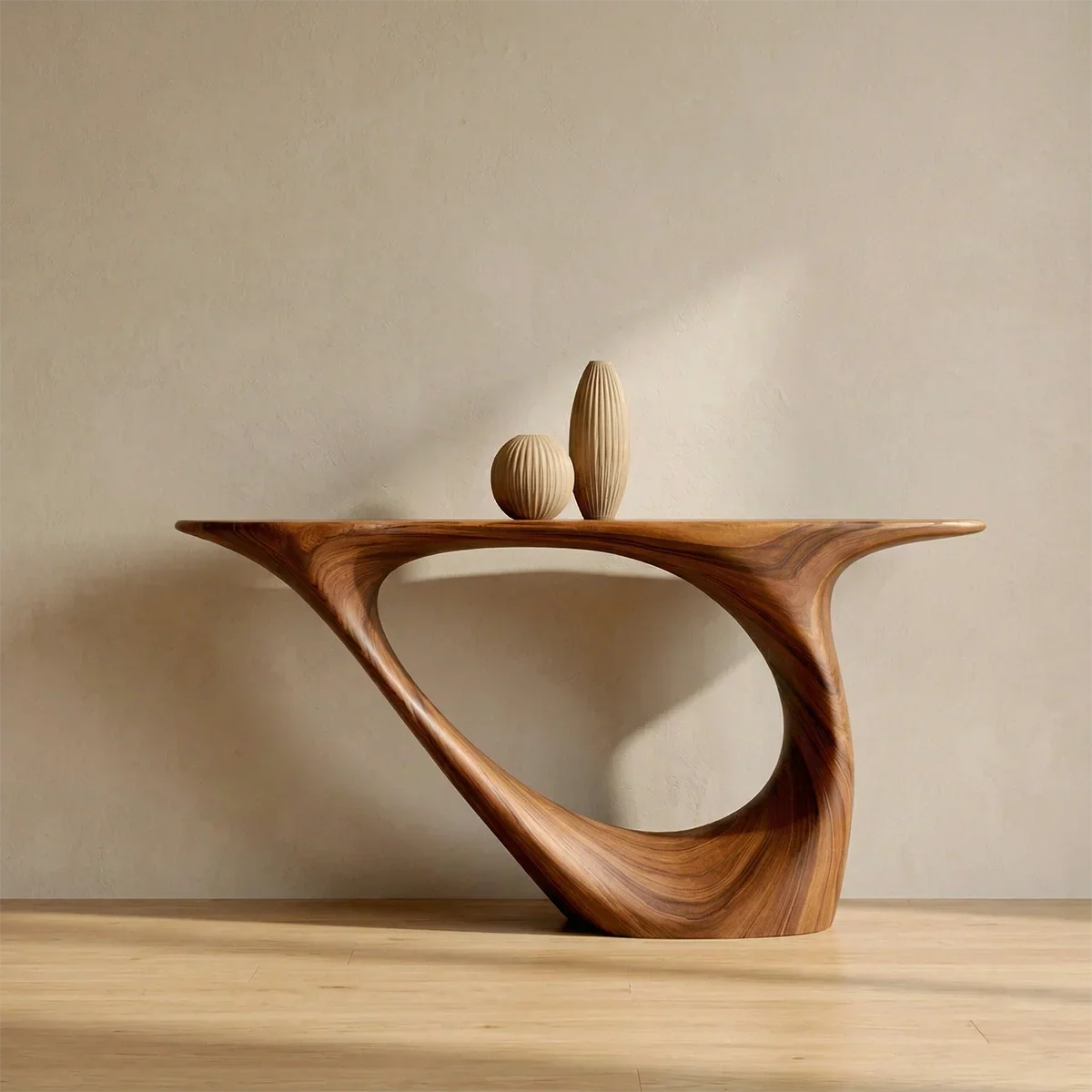Sculptural Organic Solid Wood Console Table for Modern Entryways - Elitegemse - View 4