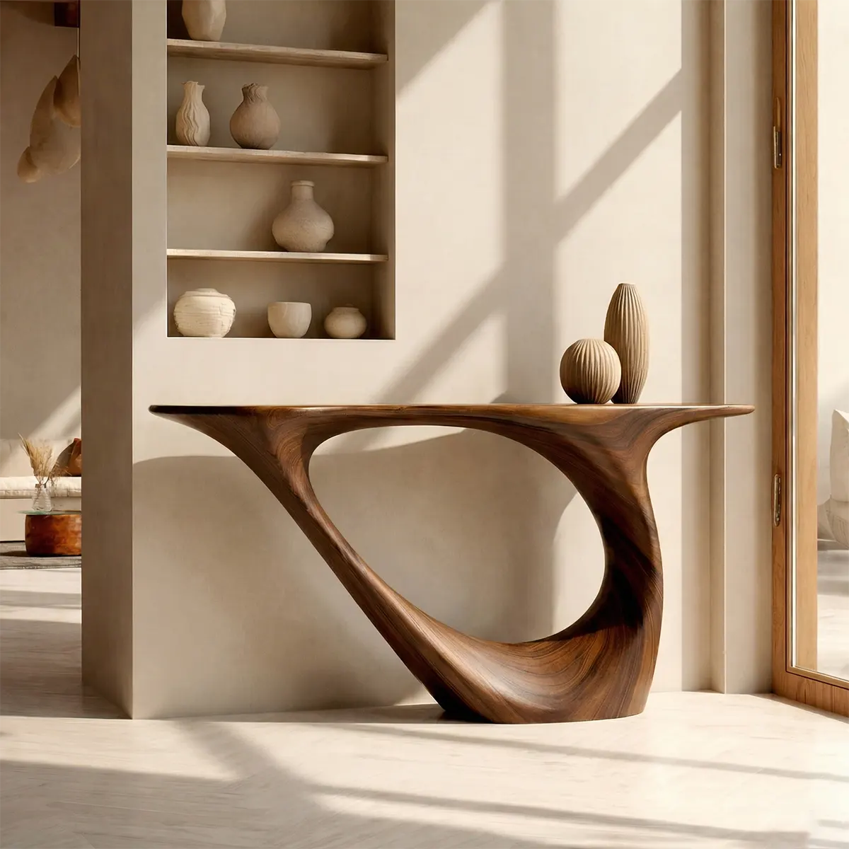 Sculptural Organic Solid Wood Console Table for Modern Entryways - Elitegemse - View 5