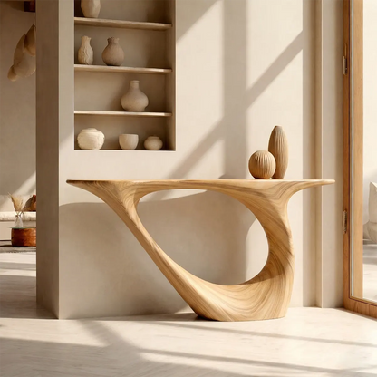 Sculptural Organic Solid Wood Console Table for Modern Entryways - Elitegemse - View 6