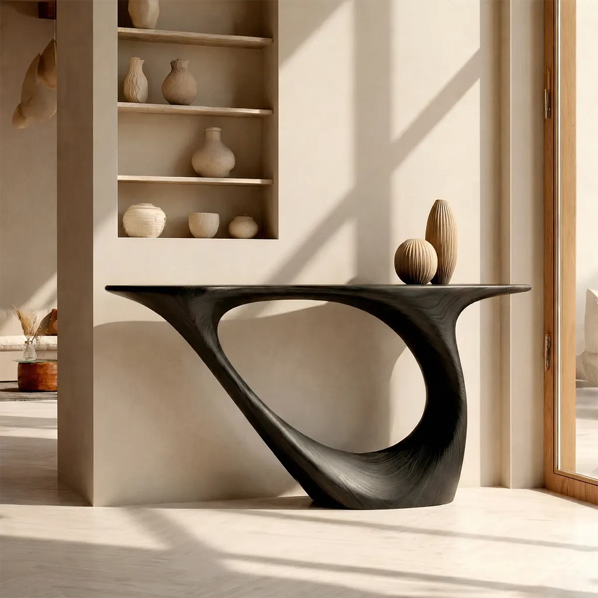 Sculptural Organic Solid Wood Console Table for Modern Entryways - Elitegemse - View 7