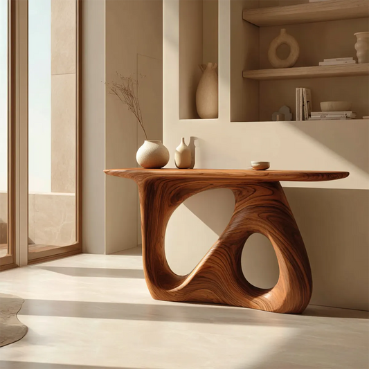 Sculptural Organic Solid Wood Console Table for Modern Interiors - Elitegemse
