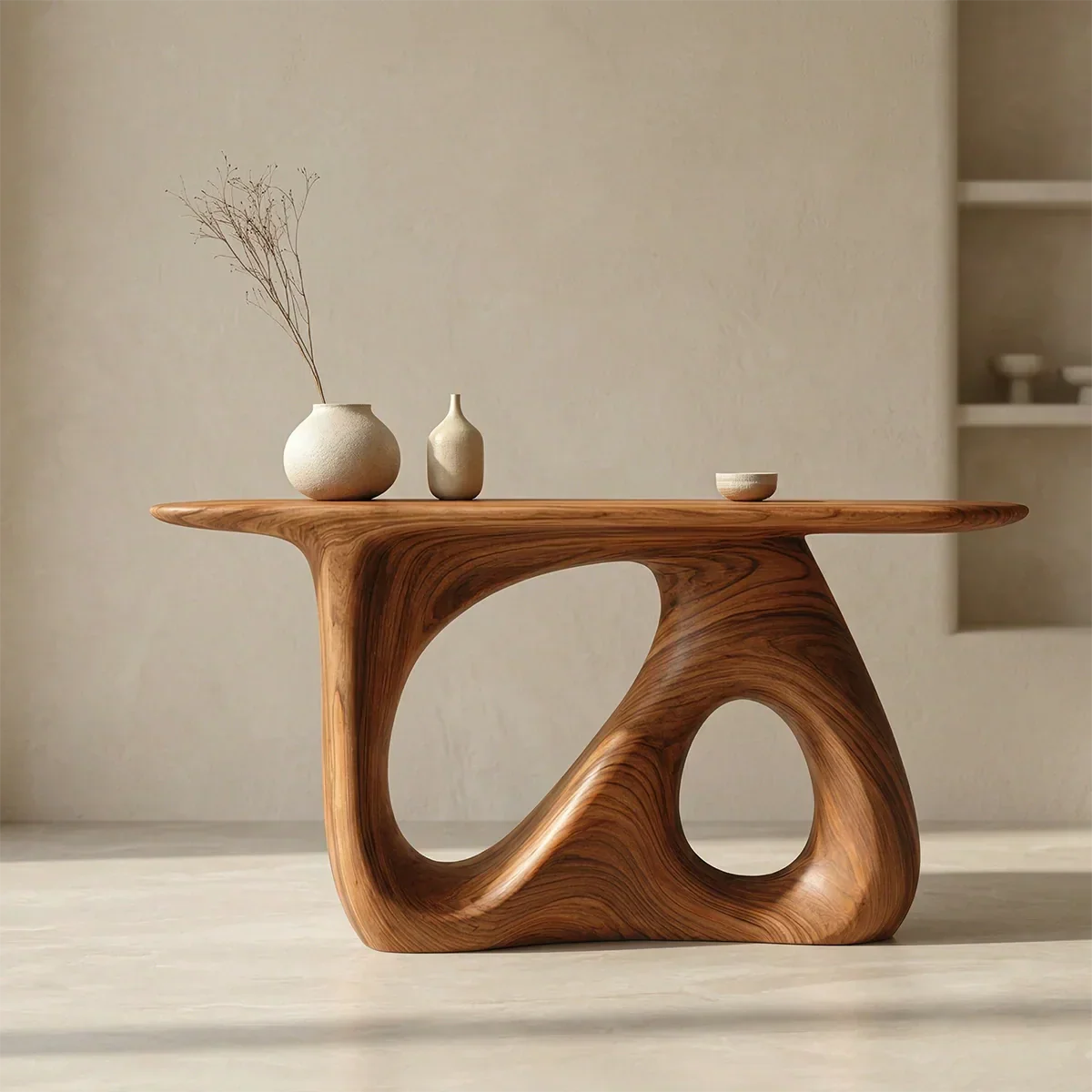 Sculptural Organic Solid Wood Console Table for Modern Interiors - Elitegemse - View 2