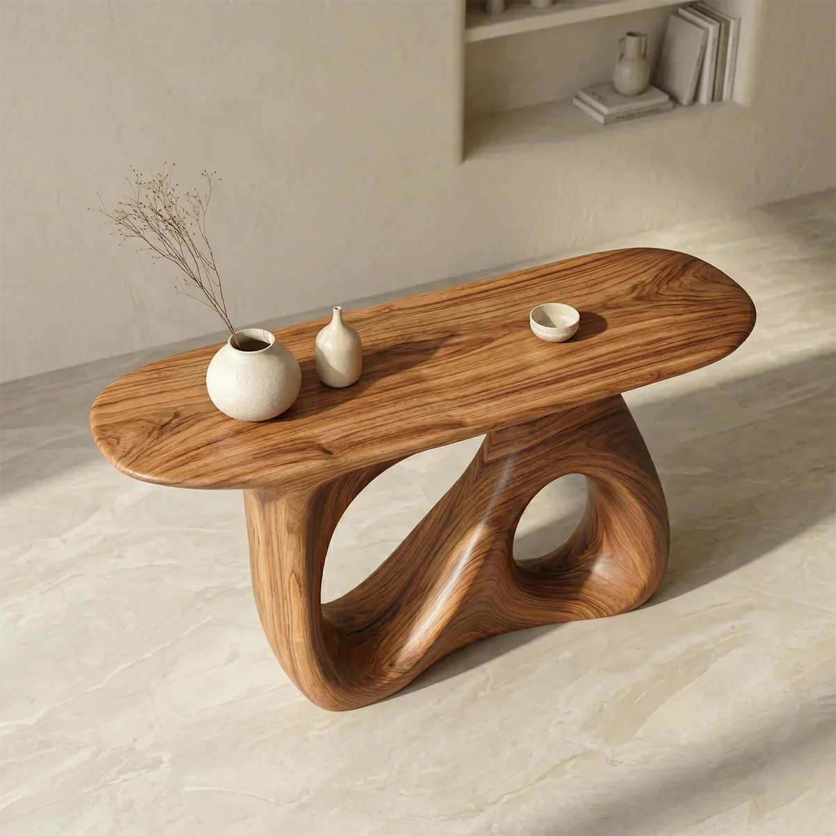Sculptural Organic Solid Wood Console Table for Modern Interiors - Elitegemse - View 3