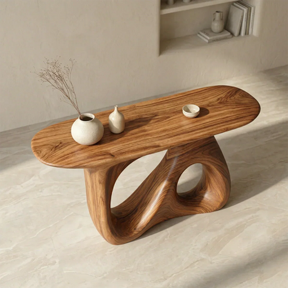 Sculptural Organic Solid Wood Console Table for Modern Interiors - Elitegemse - View 3