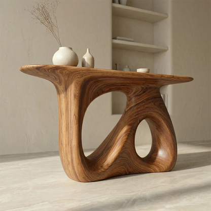 Sculptural Organic Solid Wood Console Table for Modern Interiors - Elitegemse - View 4