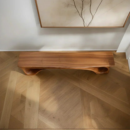 Sculptural Solid Wood Bench – Fluid Modern Form - Elitegemse - View 5
