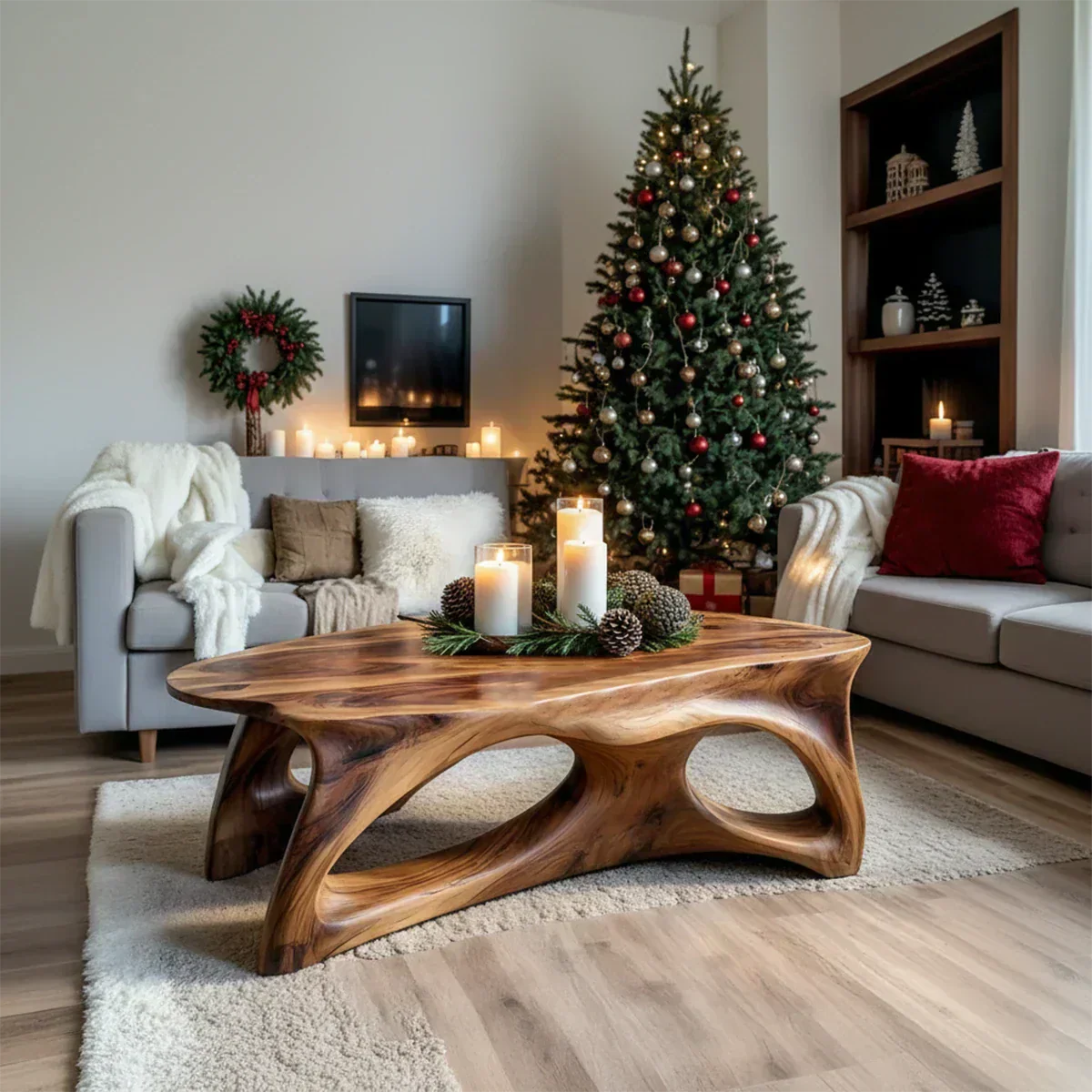 Sculptural Solid Wood Coffee Table – Handcrafted Natural Finish - Elitegemse - View 4