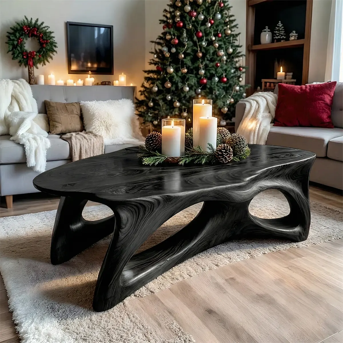Sculptural Solid Wood Coffee Table – Handcrafted Natural Finish - Elitegemse - View 8