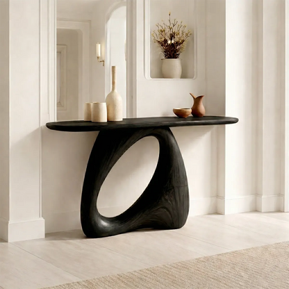 Sculptural Solid Wood Console Table with Organic Modern Entryway Design - Elitegemse - View 6