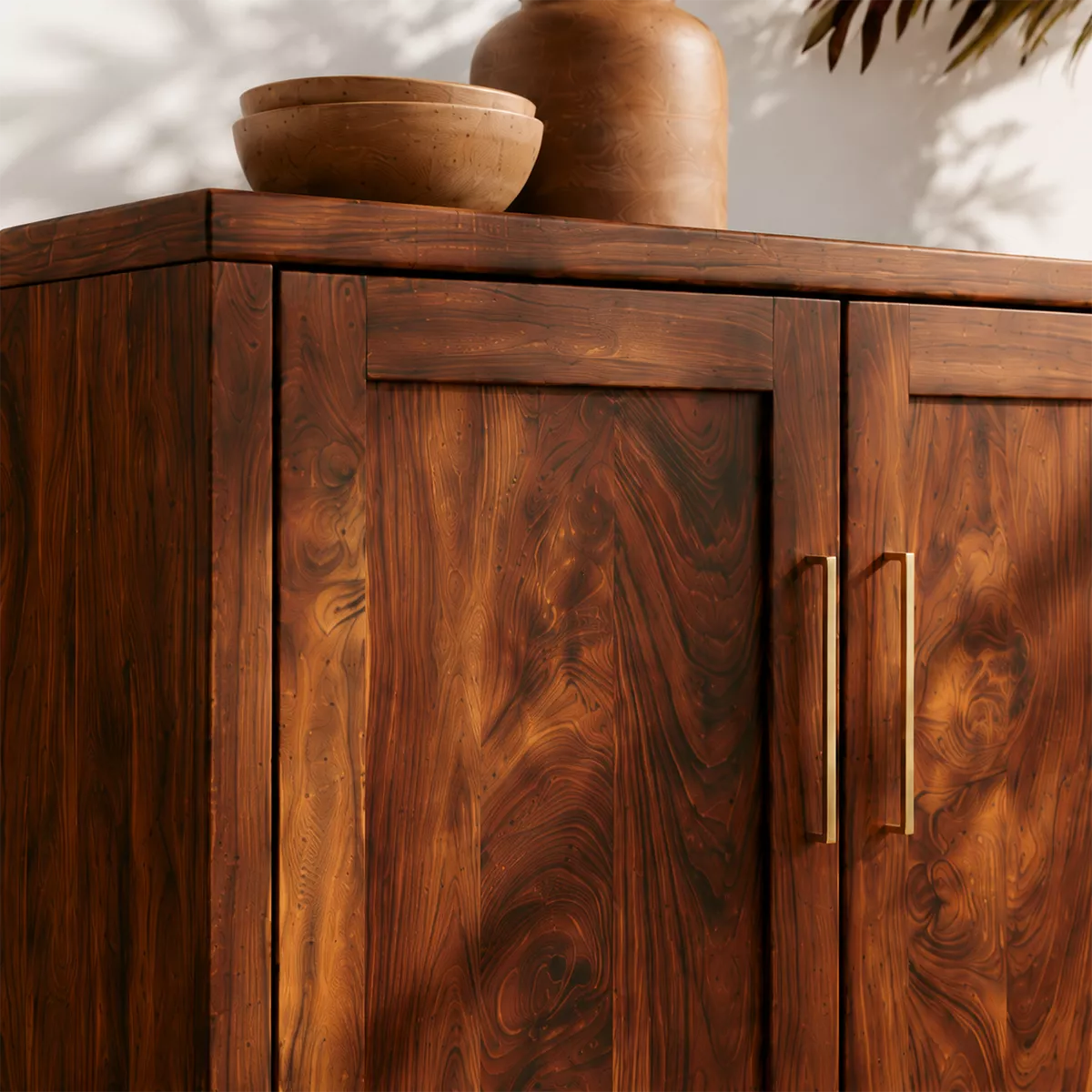 Sideboard with Three Cabinet Doors in Natural Solid Wood for Dining - Elitegemse - 1