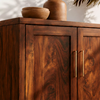 Sideboard with Three Cabinet Doors in Natural Solid Wood for Dining - Elitegemse - 1
