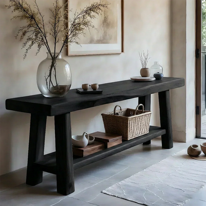 Solid Wood Console Table with Lower Shelf – Modern Natural Craft - Elitegemse - View 10