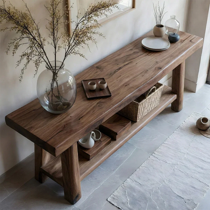 Solid Wood Console Table with Lower Shelf – Modern Natural Craft - Elitegemse - View 3