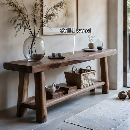 Solid Wood Console Table with Lower Shelf – Modern Natural Craft - Elitegemse - View 6