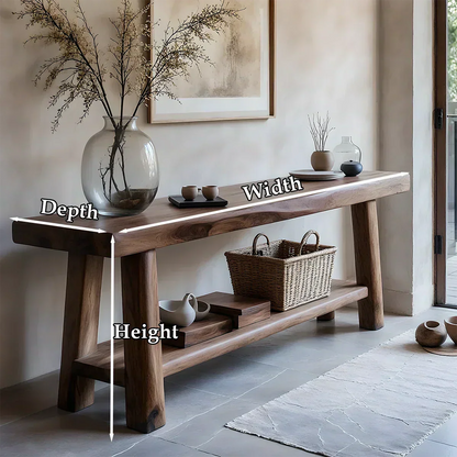 Solid Wood Console Table with Lower Shelf – Modern Natural Craft - Elitegemse - View 7