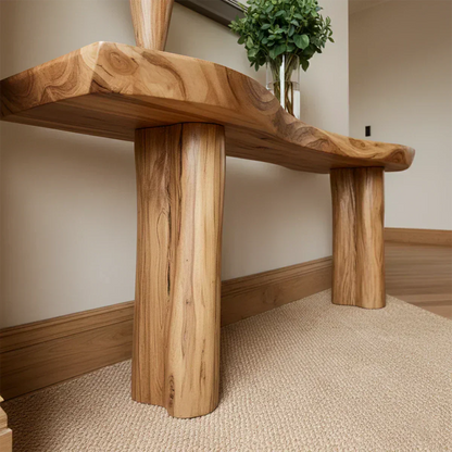 Solid Wood Entry Console Table with Rounded Log Legs - Elitegemse - View 4