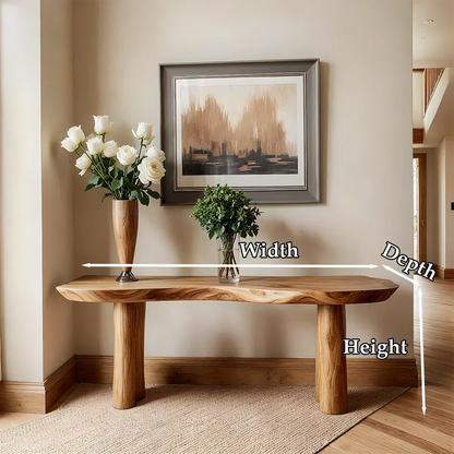 Solid Wood Entry Console Table with Rounded Log Legs - Elitegemse - View 6