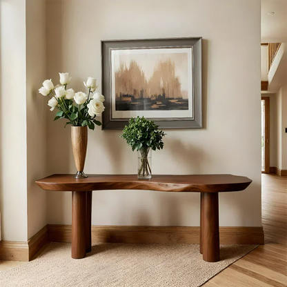 Solid Wood Entry Console Table with Rounded Log Legs - Elitegemse - View 8