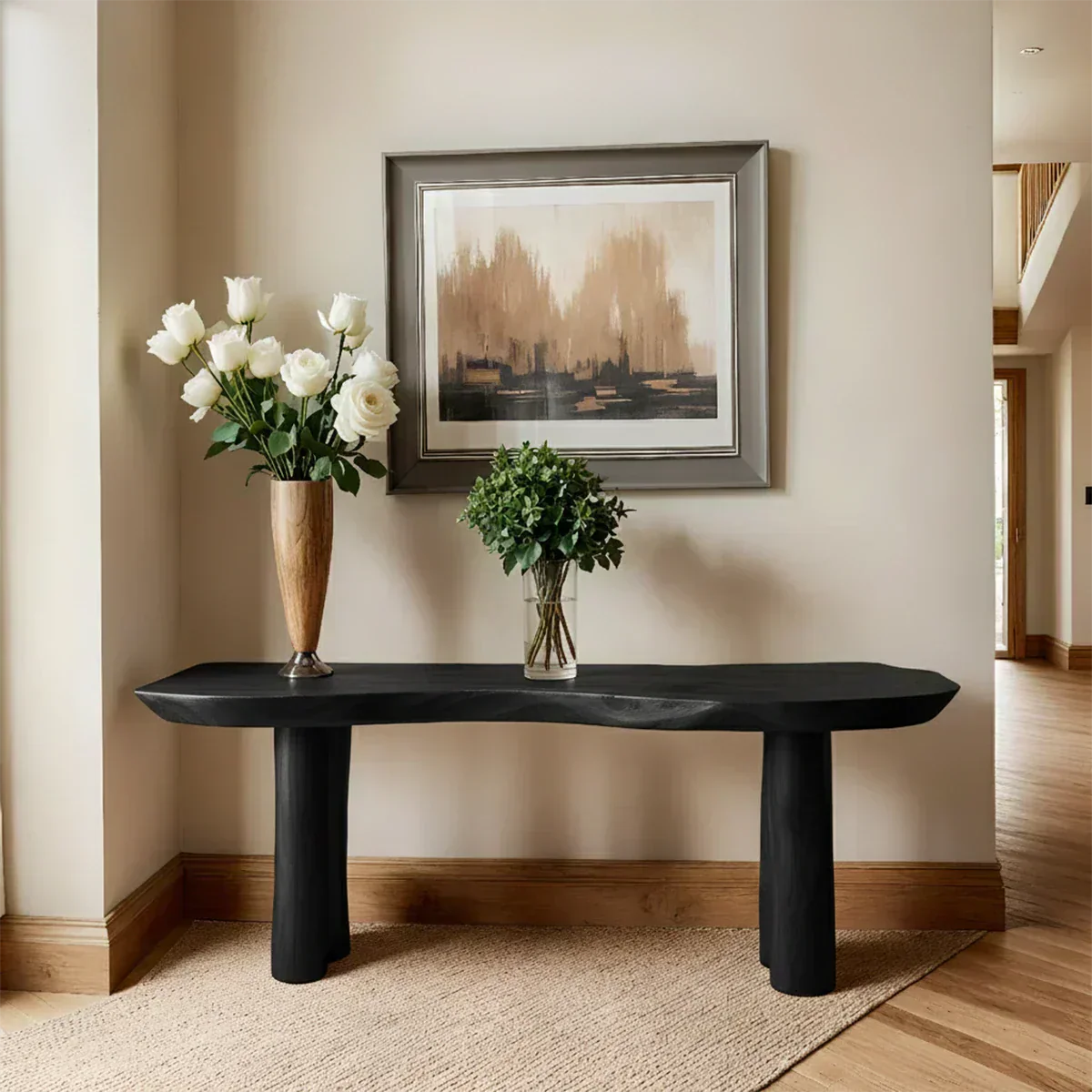 Solid Wood Entry Console Table with Rounded Log Legs - Elitegemse - View 9