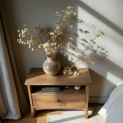 Solid Wood Minimalist Nightstand – Single Drawer & Open Shelf - Elitegemse - View 4