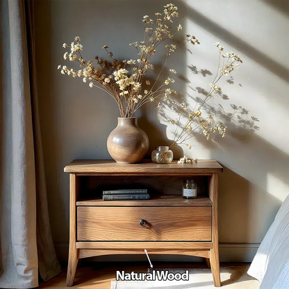 Solid Wood Minimalist Nightstand – Single Drawer & Open Shelf - Elitegemse - View 5