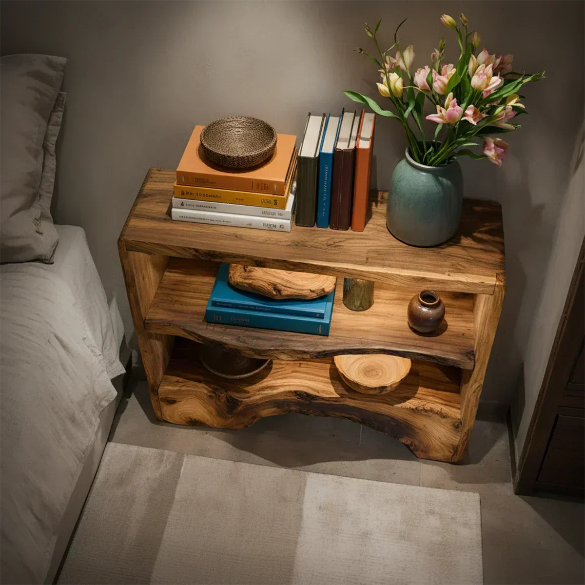 Solid Wood Nightstand – Natural Flow Design - Elitegemse - View 4