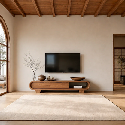 Solid Wood TV Stand with Low Profile Design and Rounded End Frame - ArborisWood - 15
