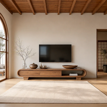 Solid Wood TV Stand with Low Profile Design and Rounded End Frame - ArborisWood - 17