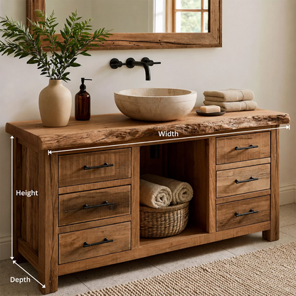 Traditional Bathroom Vanity with Live-Edge Top and Drawer Storage - Elitegemse - 5