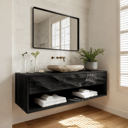 Traditional Bathroom Vanity with Three Drawers in Natural Solid Wood - Elitegemse - 7