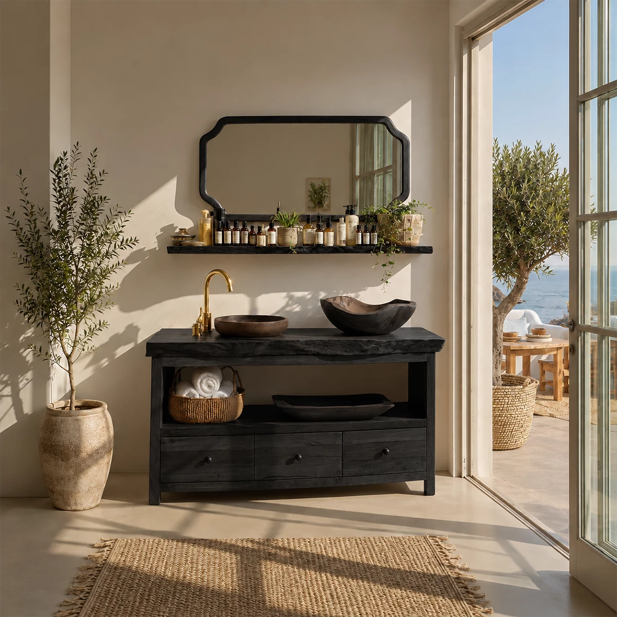 Traditional Bathroom Vanity with Three Drawers in Natural Solid Wood - Elitegemse - 7