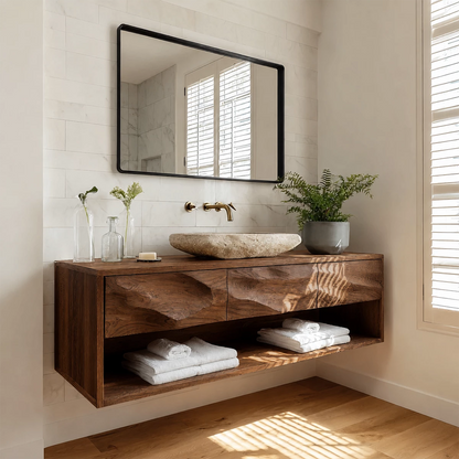 Traditional Bathroom Vanity with Three Drawers in Natural Solid Wood - Elitegemse - 8