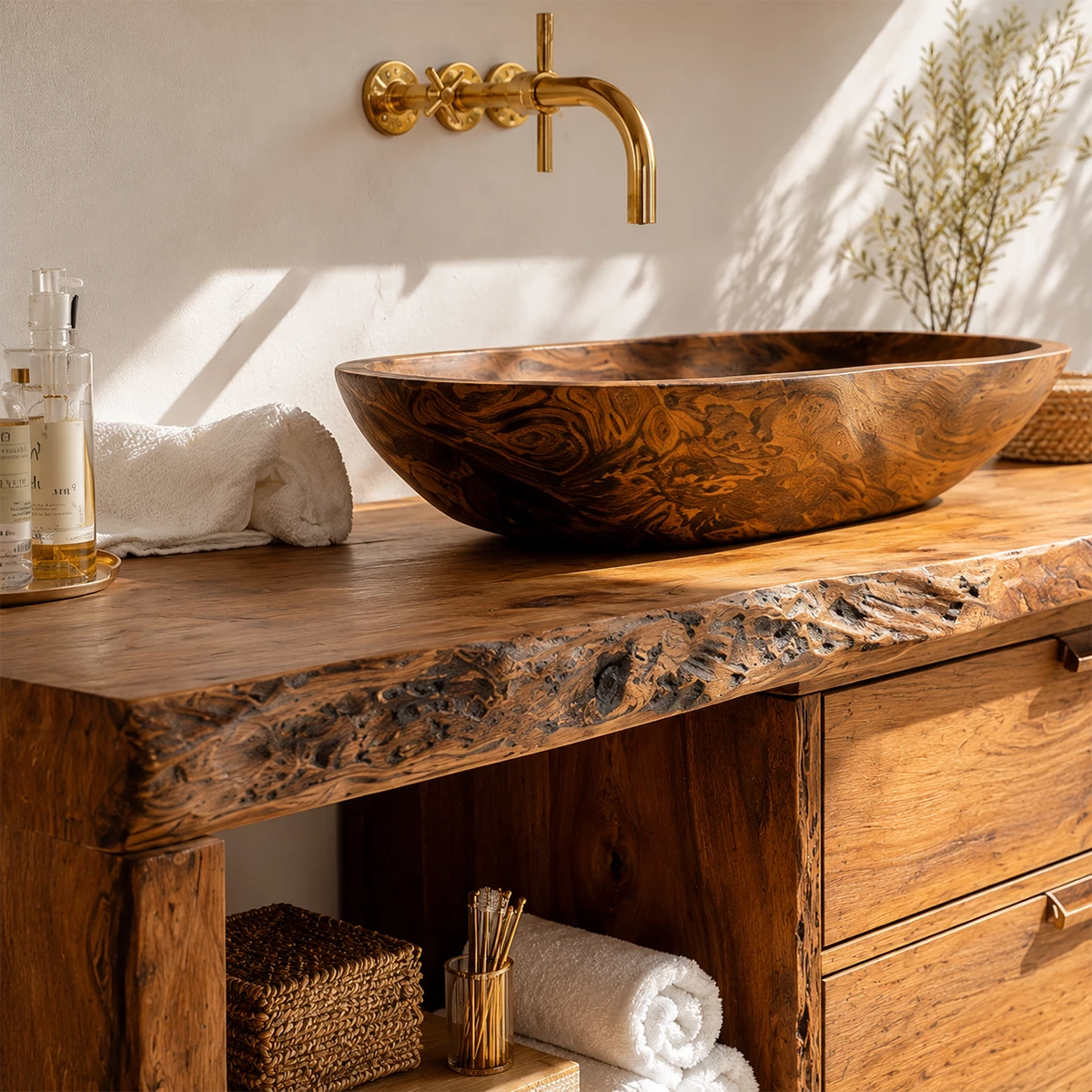 Traditional Bathroom Vanity with Two Drawers and Open Nook Storage - Elitegemse - 1