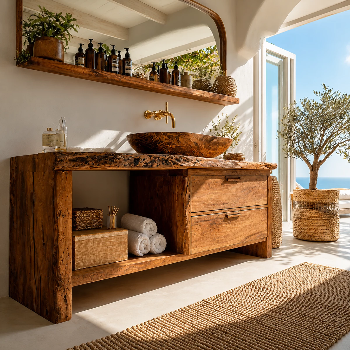Traditional Bathroom Vanity with Two Drawers and Open Nook Storage - Elitegemse - 3
