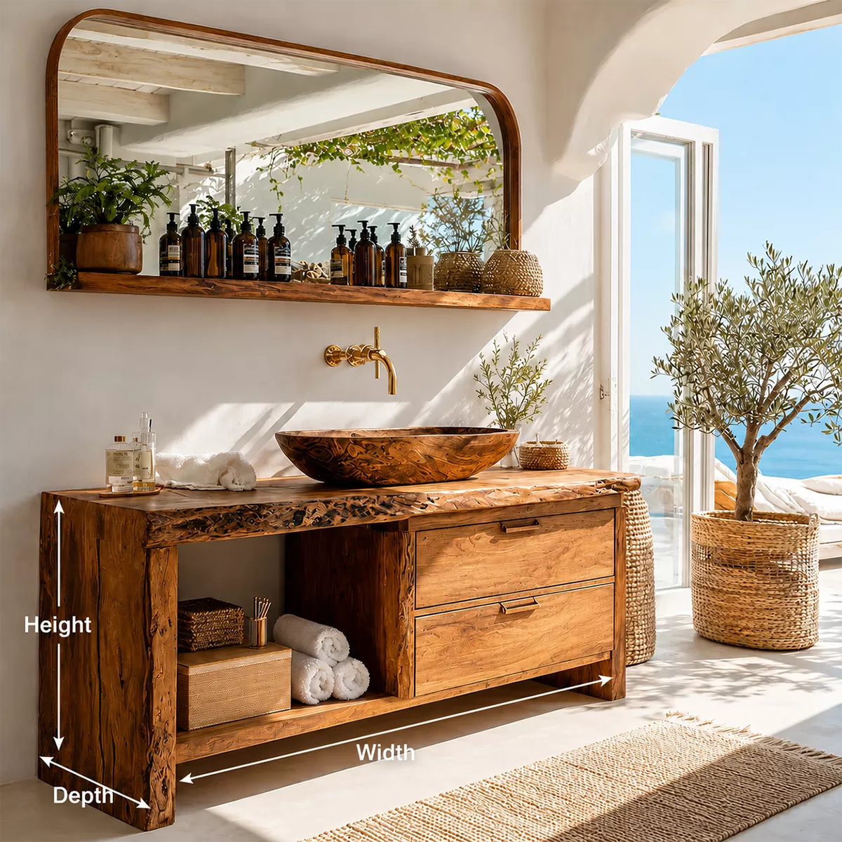 Traditional Bathroom Vanity with Two Drawers and Open Nook Storage - Elitegemse - 4