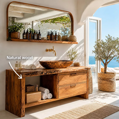 Traditional Bathroom Vanity with Two Drawers and Open Nook Storage - Elitegemse - 5