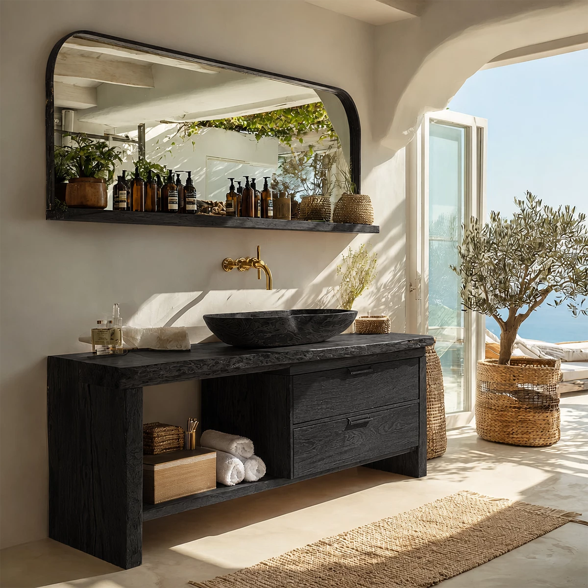 Traditional Bathroom Vanity with Two Drawers and Open Nook Storage - Elitegemse - 7