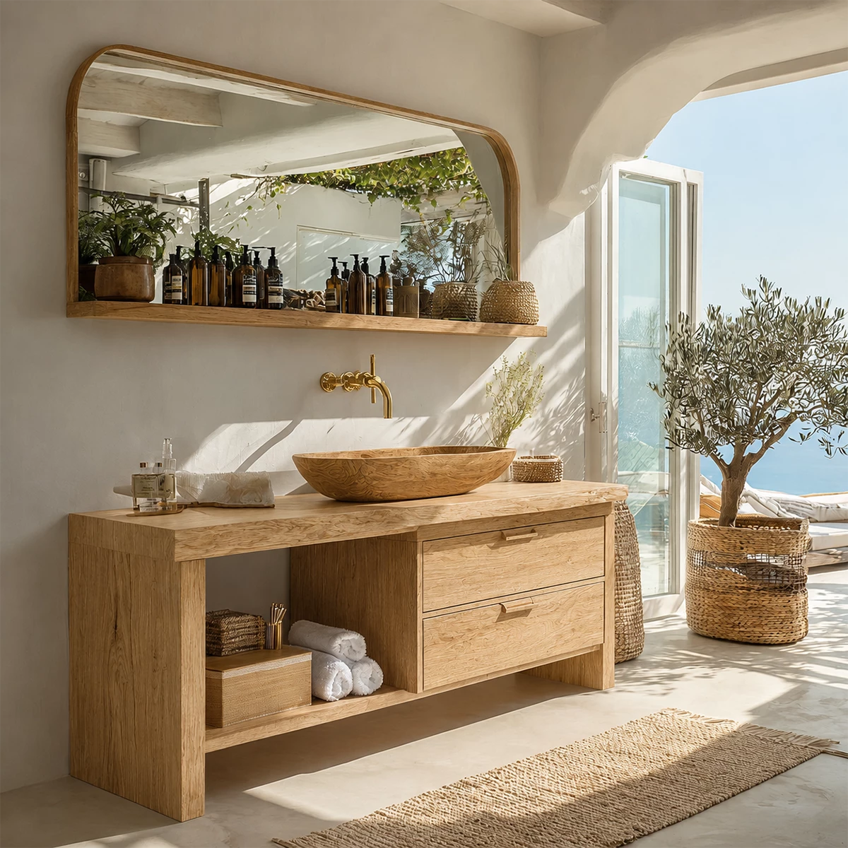 Traditional Bathroom Vanity with Two Drawers and Open Nook Storage - Elitegemse - 8