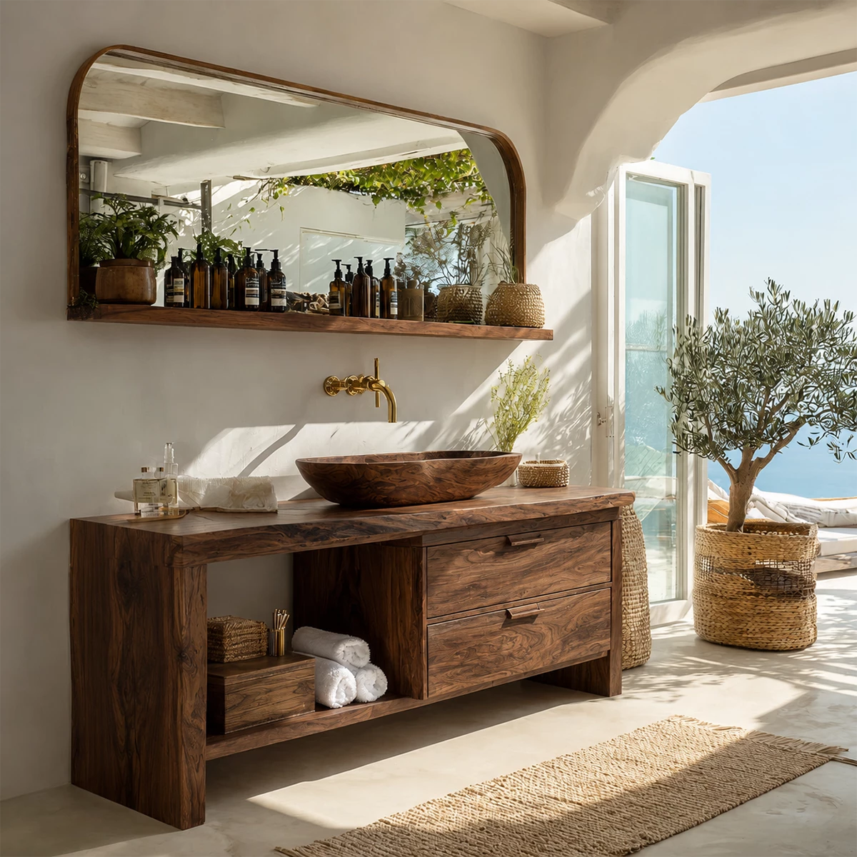 Traditional Bathroom Vanity with Two Drawers and Open Nook Storage - Elitegemse - 9